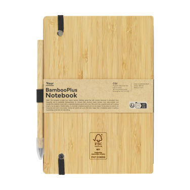 Logotrade presentreklam bild: BambooPlus Paper Notebook A5 - Bläckfri penna