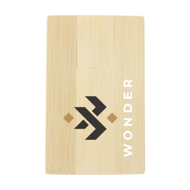 Logotrade profilprodukter bild: Kreditkort USB Bamboo 8 GB