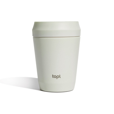 Logotrade kampanjprodukter bild: Topl To Go-glas i återvunnet stål Patenterat 360-lock 235 ml