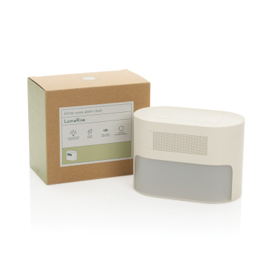 Logotrade kampanjprodukter bild: LumaRise RCS väckarklocka med vitt brus tillverkad av  plast