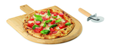 Logotrade profilreklam bild: Pizzabräda och skärare i bambu