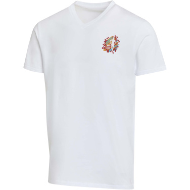 Logotrade reklamprodukter bild: Balfour kortärmad v-ringad unisex-T-shirt
